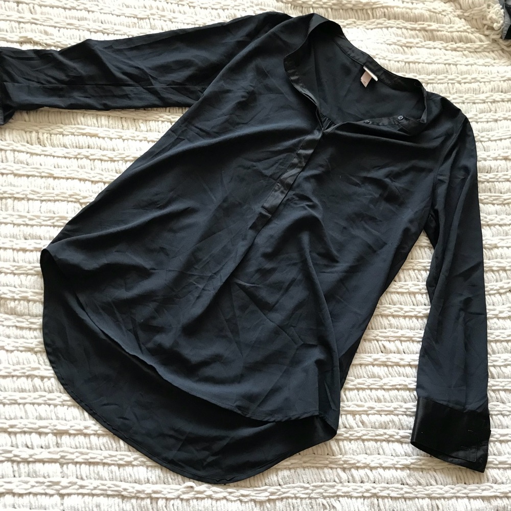 Sheer long sleeve black blouse
